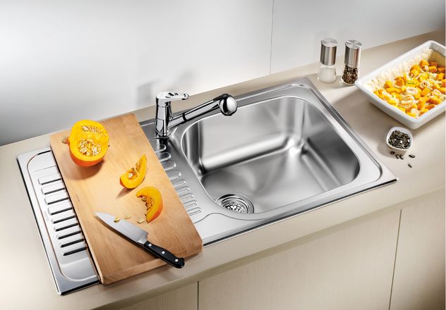 Évier cuisine inox 1 bac sans égouttoir avec une grande cuve XL