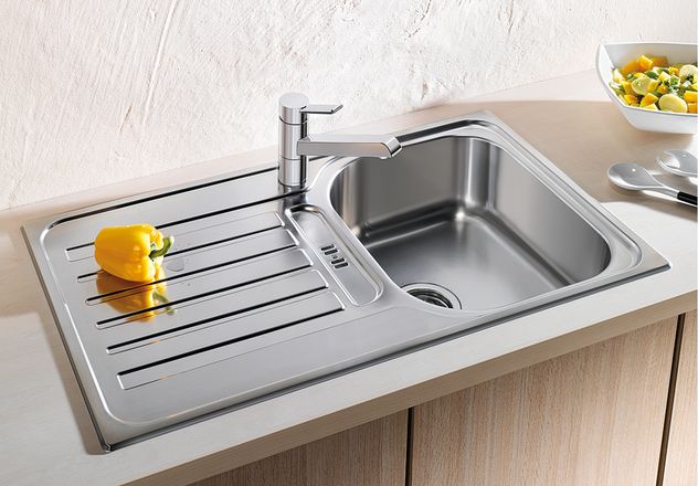 Evier inox 1 Bac Réversible avec égouttoir A Encastrer blanco