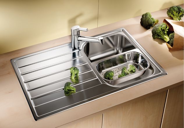 Evier inox 1 Bac Réversible avec égouttoir A Encastrer blanco