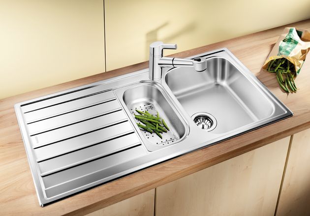 Evier inox 1 Bac Réversible avec égouttoir A Encastrer blanco