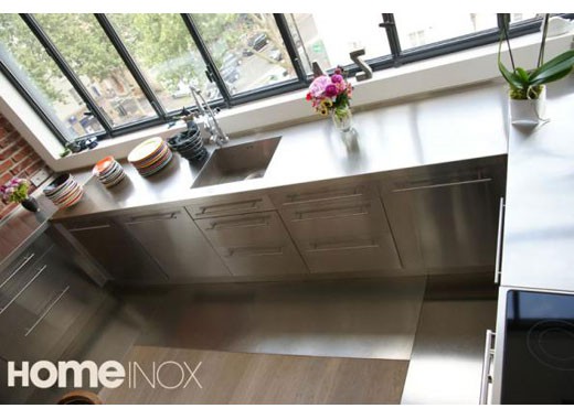 Cuisine inox - Plan de travail sur mesure - inox brossé - HOME-INOX