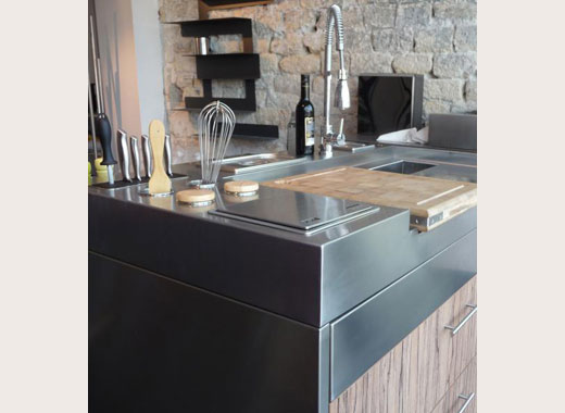 Cuisine inox - Plan de travail sur mesure - inox brossé - HOME-INOX